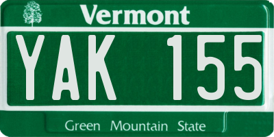 VT license plate YAK155