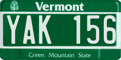 VT license plate YAK156