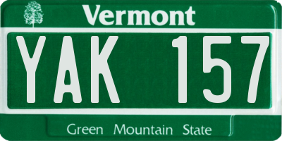 VT license plate YAK157