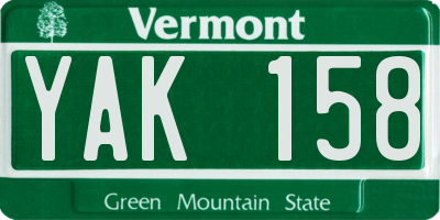 VT license plate YAK158