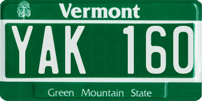 VT license plate YAK160