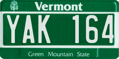 VT license plate YAK164
