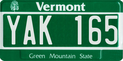 VT license plate YAK165