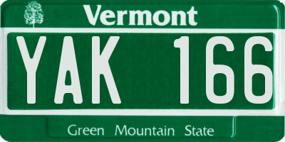 VT license plate YAK166