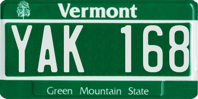 VT license plate YAK168