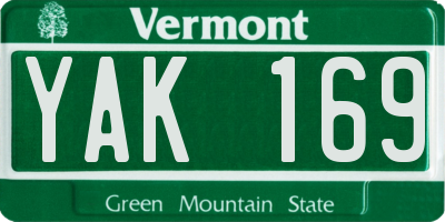 VT license plate YAK169