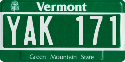VT license plate YAK171
