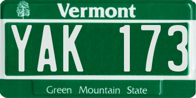 VT license plate YAK173