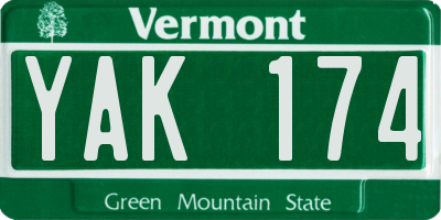 VT license plate YAK174