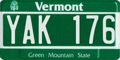 VT license plate YAK176
