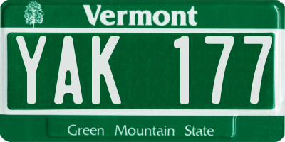 VT license plate YAK177