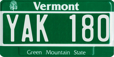 VT license plate YAK180