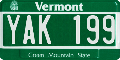 VT license plate YAK199