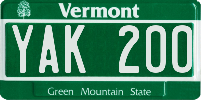 VT license plate YAK200