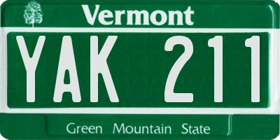 VT license plate YAK211