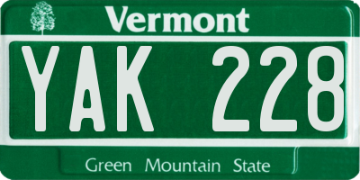 VT license plate YAK228