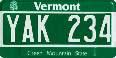 VT license plate YAK234