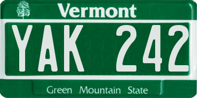 VT license plate YAK242