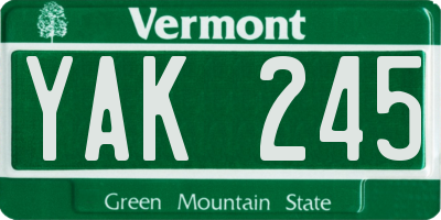 VT license plate YAK245