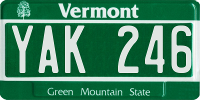VT license plate YAK246