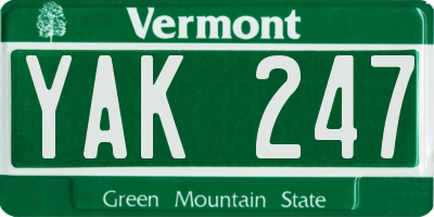 VT license plate YAK247