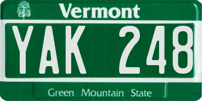 VT license plate YAK248