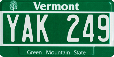 VT license plate YAK249