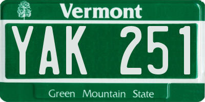 VT license plate YAK251