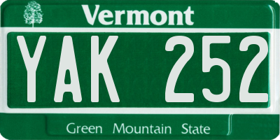 VT license plate YAK252