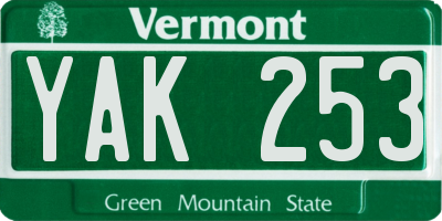 VT license plate YAK253
