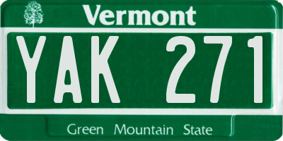 VT license plate YAK271