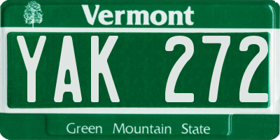 VT license plate YAK272