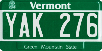 VT license plate YAK276