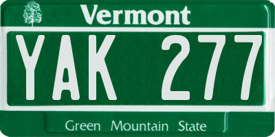 VT license plate YAK277