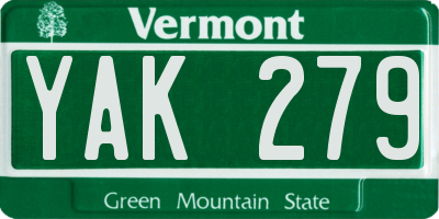 VT license plate YAK279