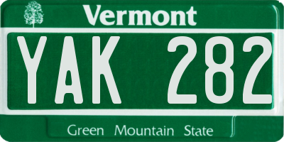 VT license plate YAK282