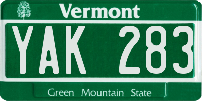 VT license plate YAK283