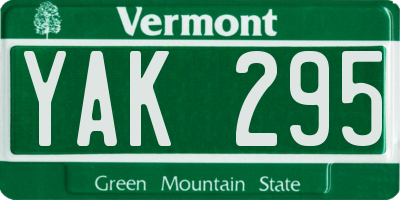 VT license plate YAK295