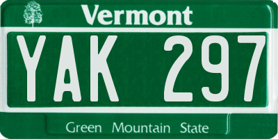 VT license plate YAK297