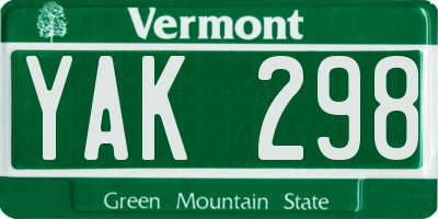 VT license plate YAK298
