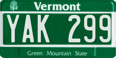 VT license plate YAK299
