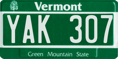 VT license plate YAK307