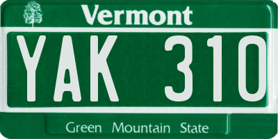 VT license plate YAK310