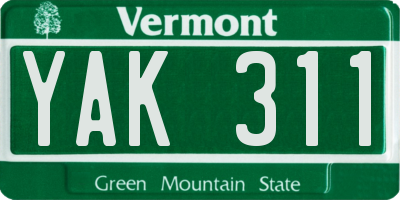 VT license plate YAK311