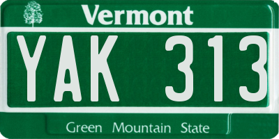 VT license plate YAK313