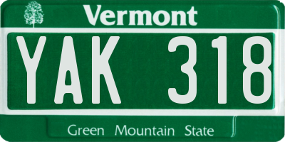 VT license plate YAK318