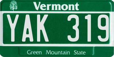 VT license plate YAK319