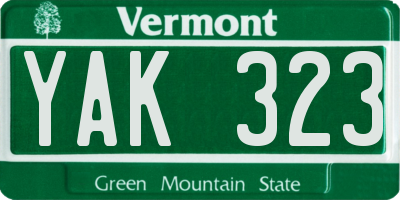 VT license plate YAK323