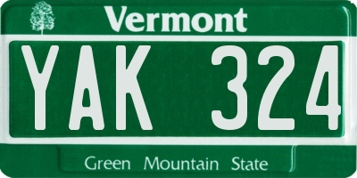 VT license plate YAK324