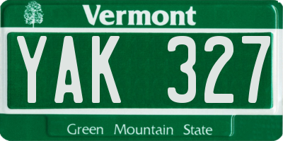 VT license plate YAK327